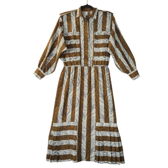 Vtg Marina de Rosa Women M Silk Blend Dress Paisley Acadamia Career Lightweight - Picture 9 of 16